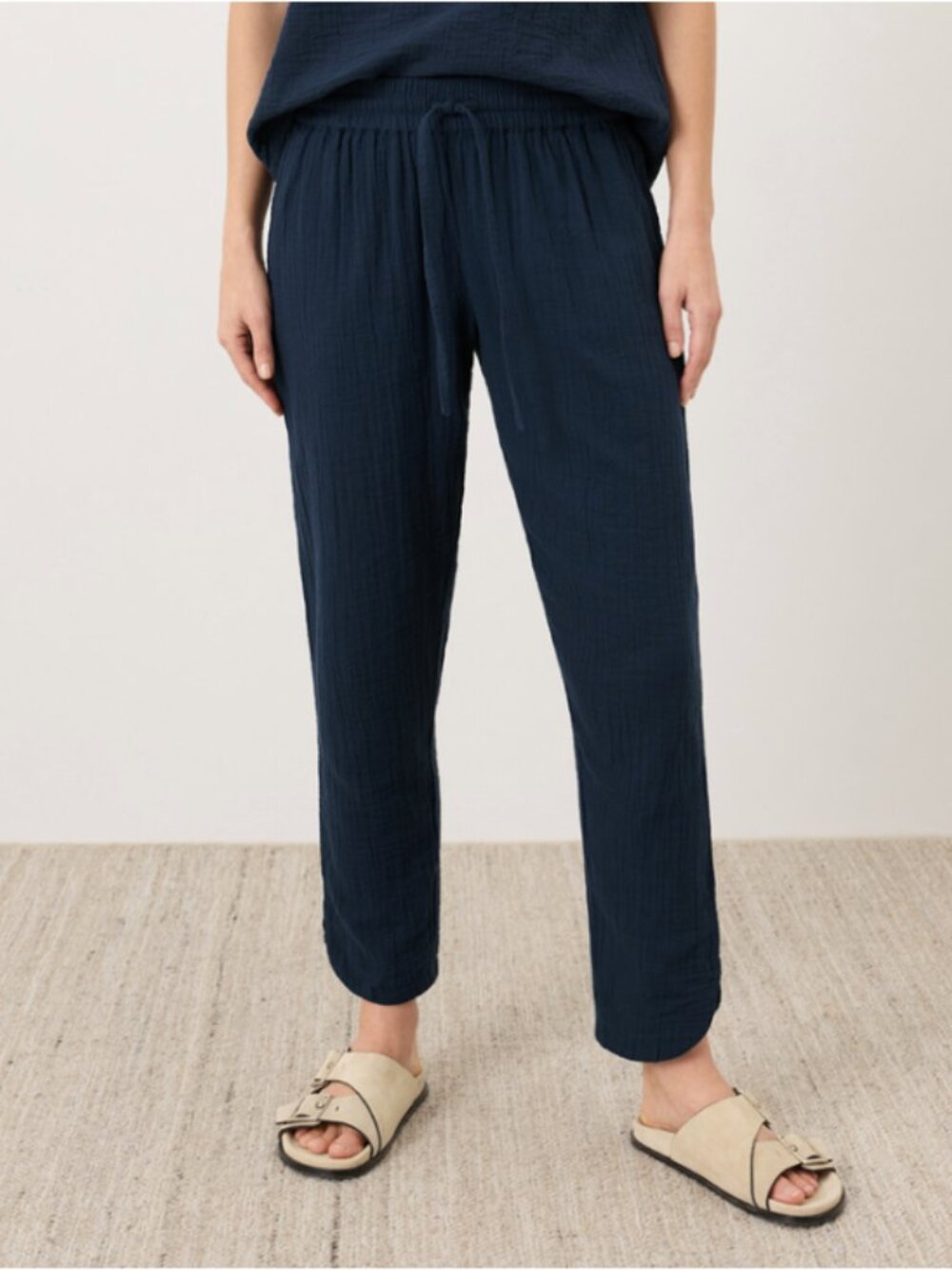 Pact Blue-Gray Cotton Tapered Drawstring Pants - Size S - Picture 6 of 8